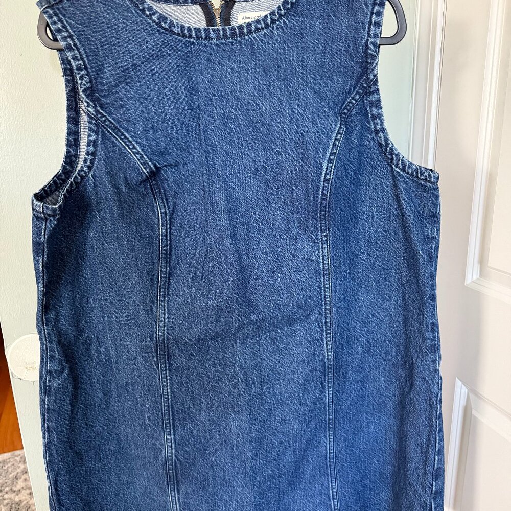 Abercrombie & Fitch Denim Shift Mini Dress Dark Wash - Picture 3 of 5